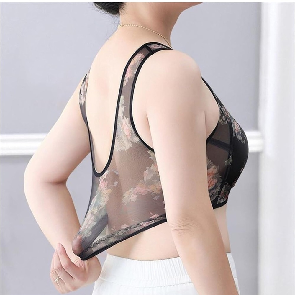 Floral Mesh Bralette - Black - Picture 4 of 8